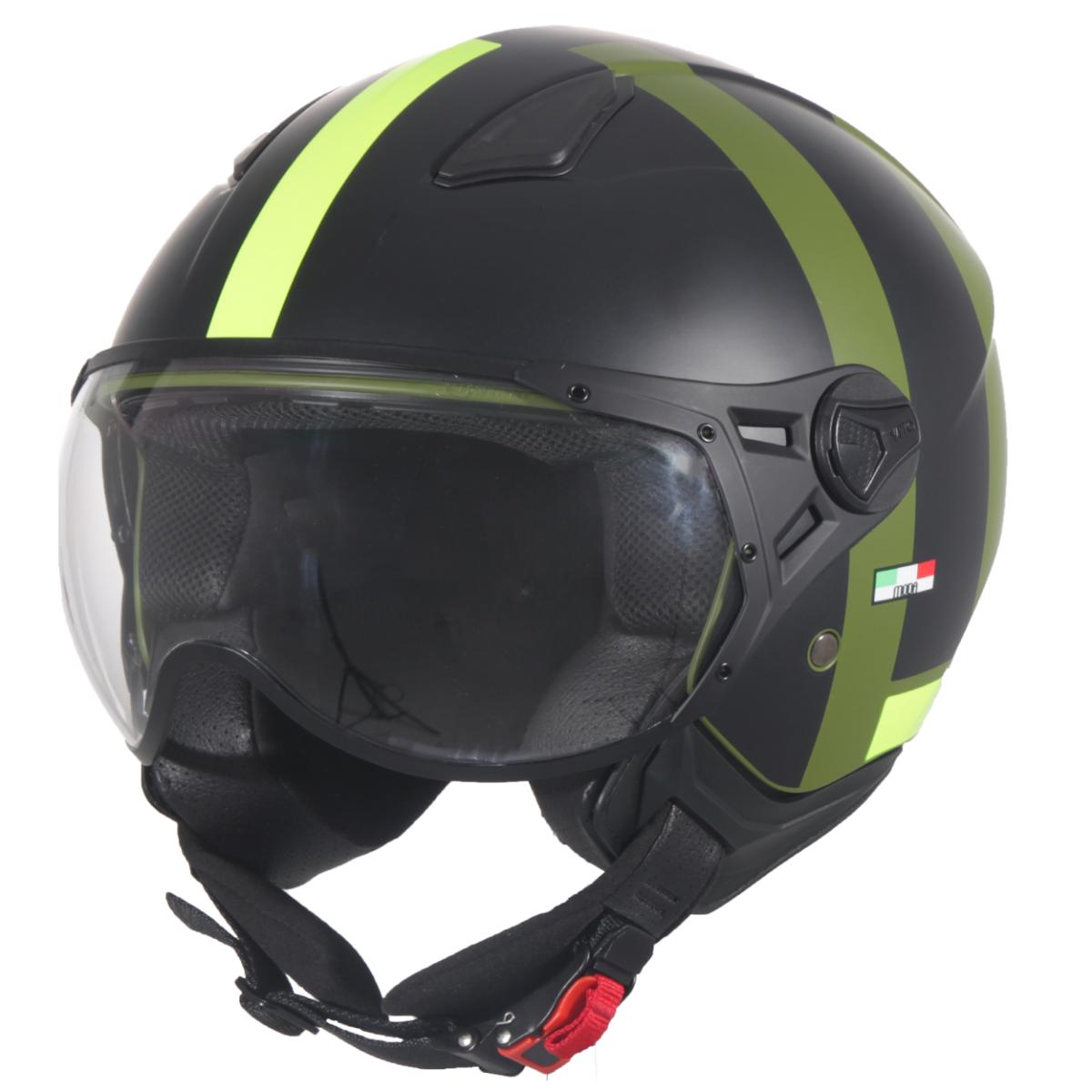 Casco Jet Vito Helmets MODA Verde Nero Giallo Fluo Opaco