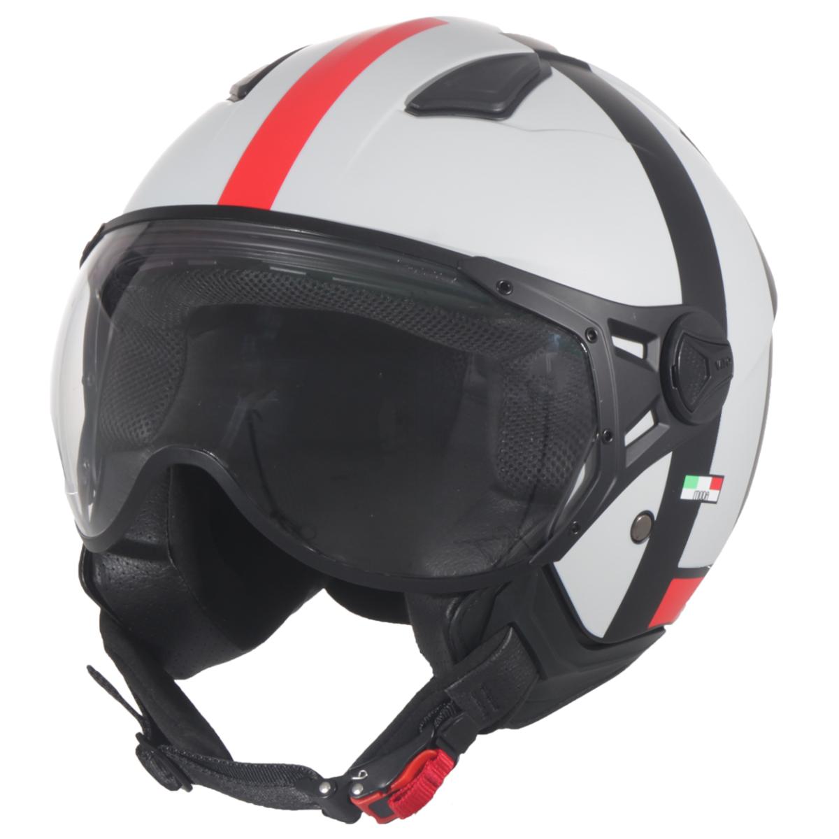 Casco Jet Vito Helmets MODA Grigio Chiaro Nero Rosso Opaco