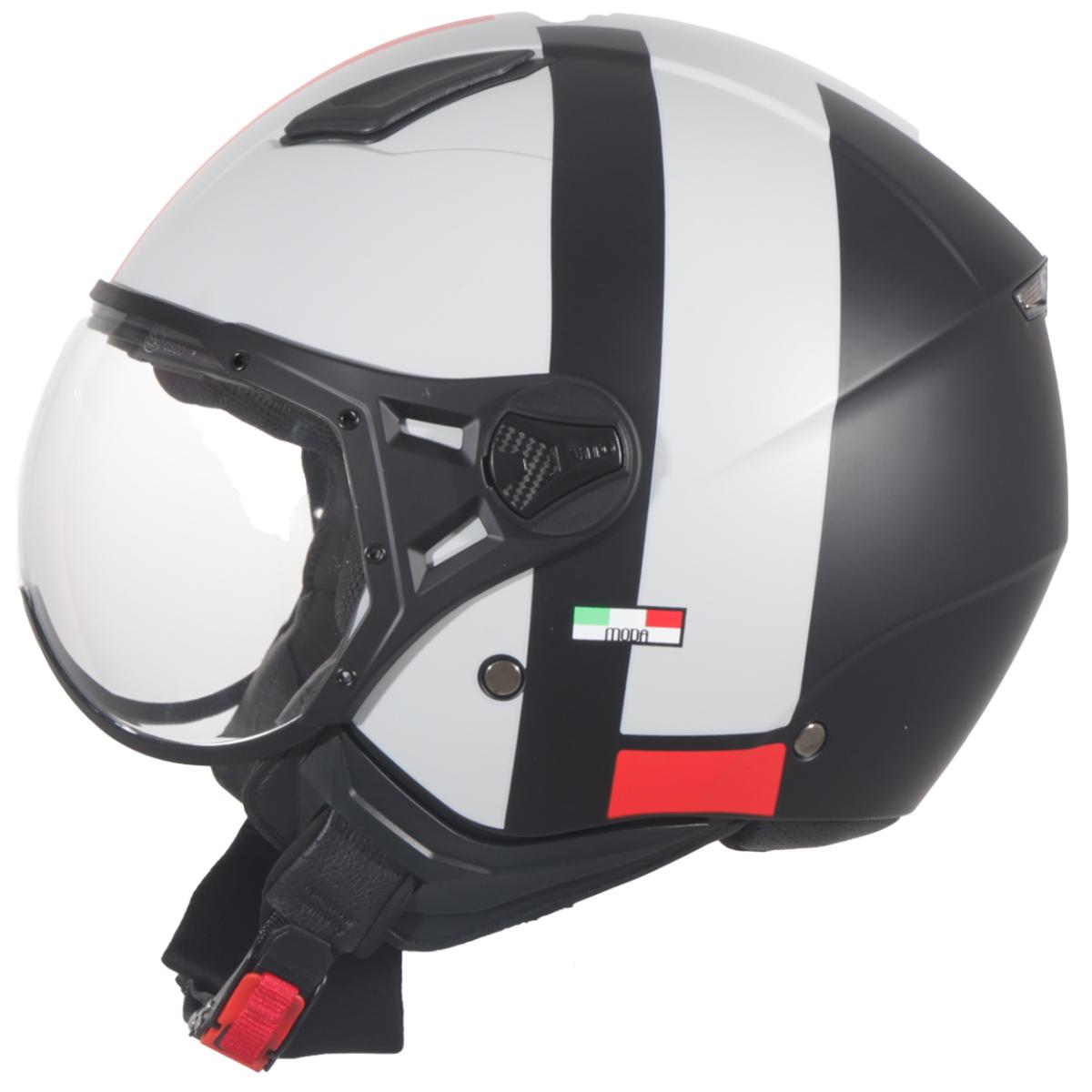 Casco Jet Vito Helmets MODA Grigio Chiaro Nero Rosso Opaco