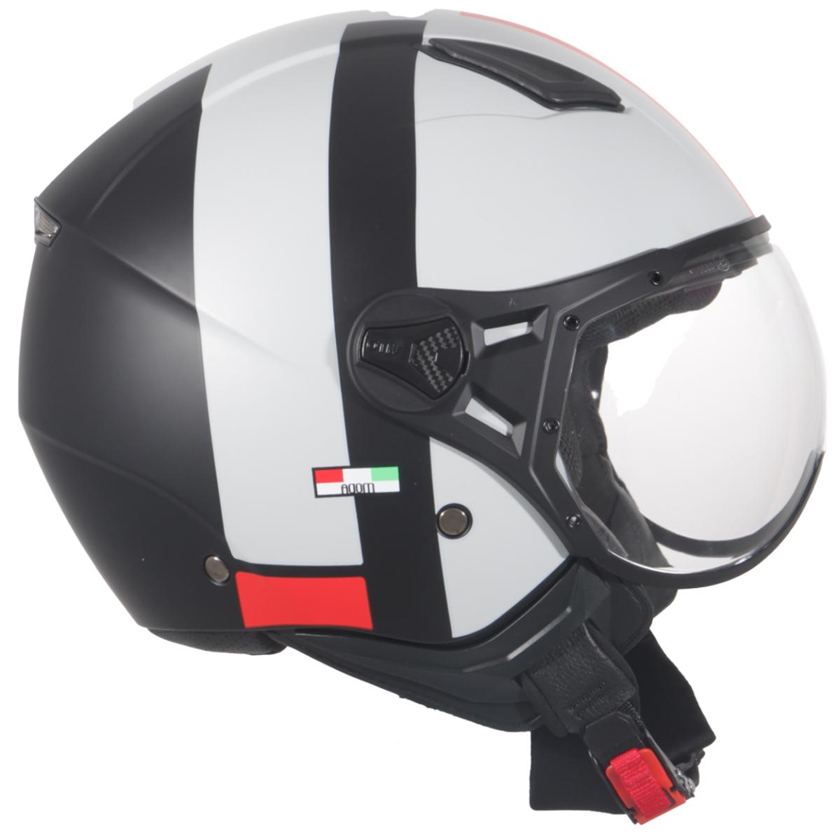 Casco Jet Vito Helmets MODA Grigio Chiaro Nero Rosso Opaco