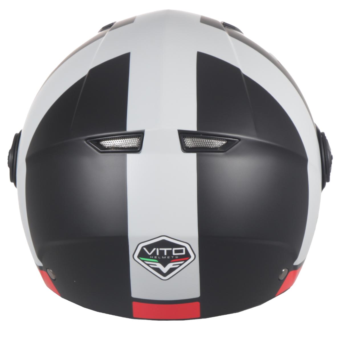 Casco Jet Vito Helmets MODA Grigio Chiaro Nero Rosso Opaco