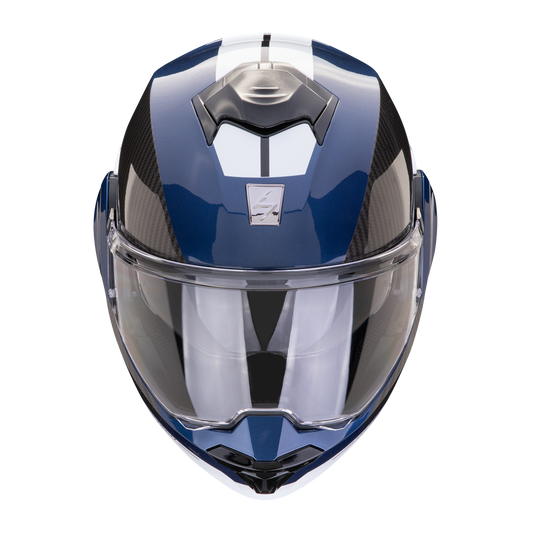 Casco Modulare Flip Back Scorpion Exo-Tech Team Blu Grigio Bianco Lucido