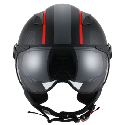 Casco Jet Vito Helmets Doppia Visiera Lavori Black Red