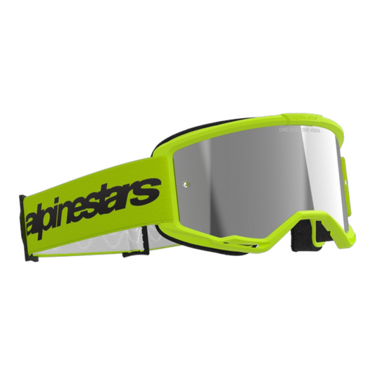 Maschera Motocross Alpinestars Vision 3 Wordmark Goggle Yellow Fluo Mirror Silver