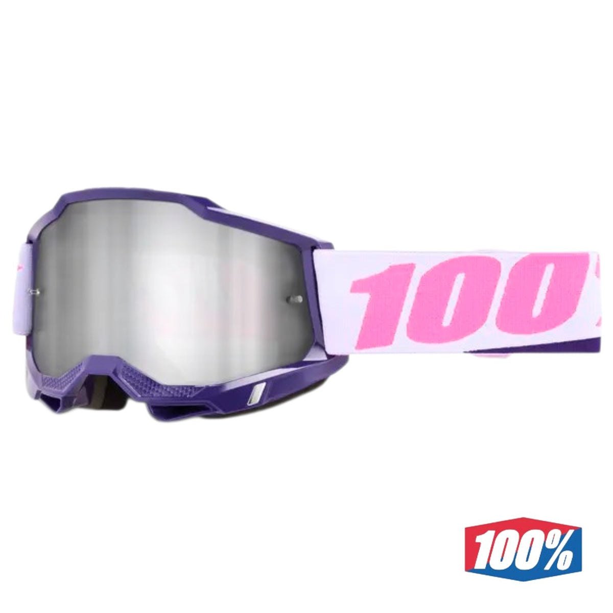 Maschera Motocross 100% Accuri 2 Goggle YUMIKO Lente Specchiata Argento
