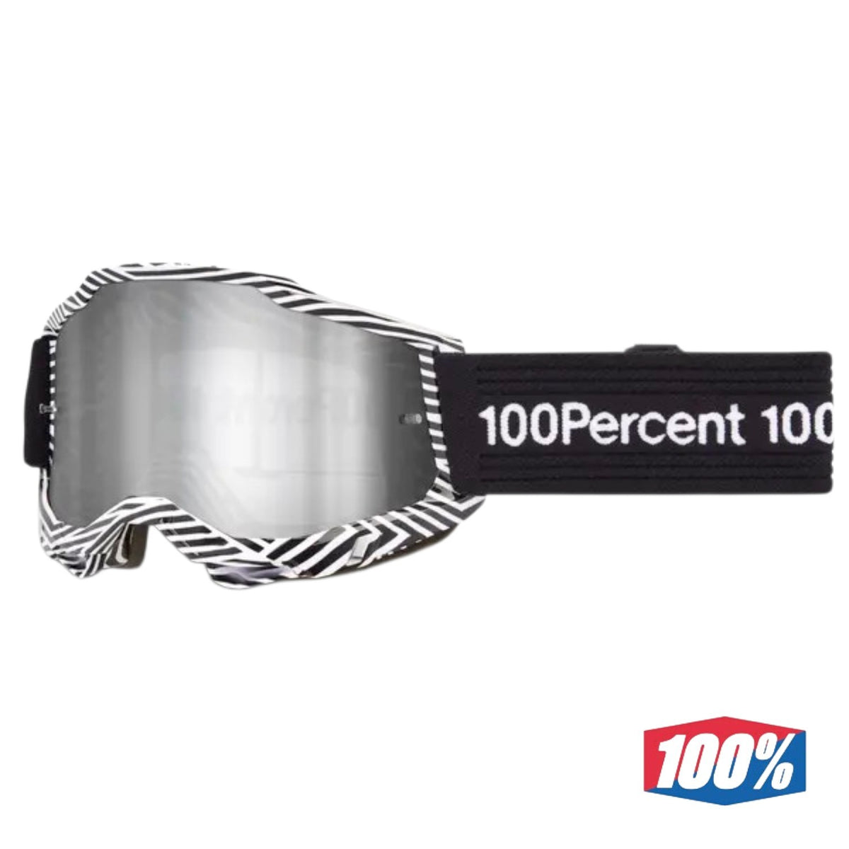Maschera Motocross 100% Accuri 2 Goggle SAMBA Lente Specchiata Argento