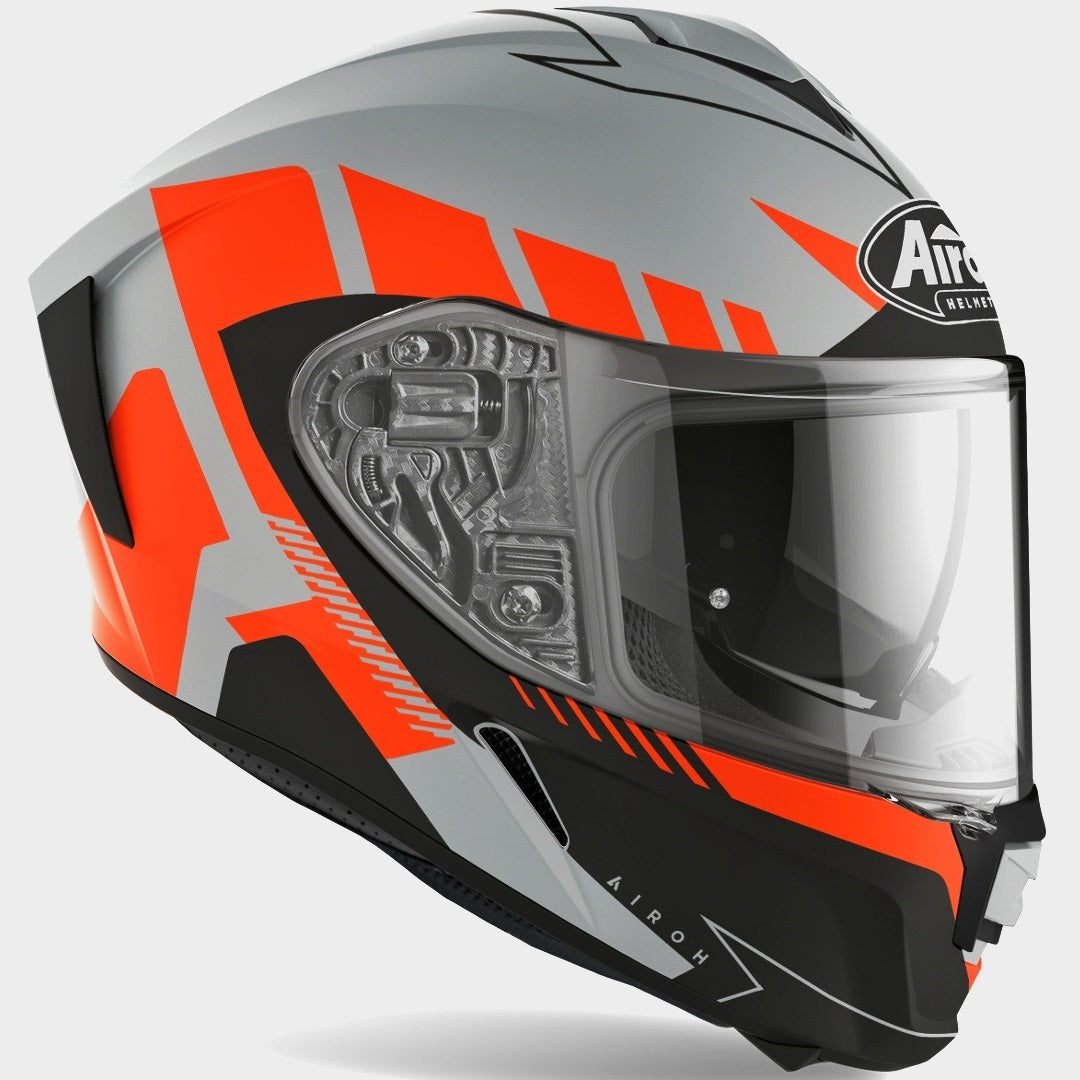 Casco Integrale Airoh Spark Rise Grigio Nero Arancione Fluo Opaco SPRI32