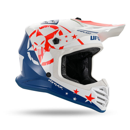Casco Motocross Bimbo Ufo Plast Korey Bianco Blu