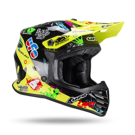 Casco Motocross Bimbo Ufo Plast Korey Giallo Nero