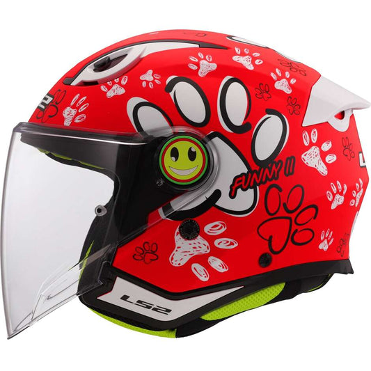 Casco Jet Bimbo LS2 OF622 FUNNY 2 PAWS Rosso Opaco