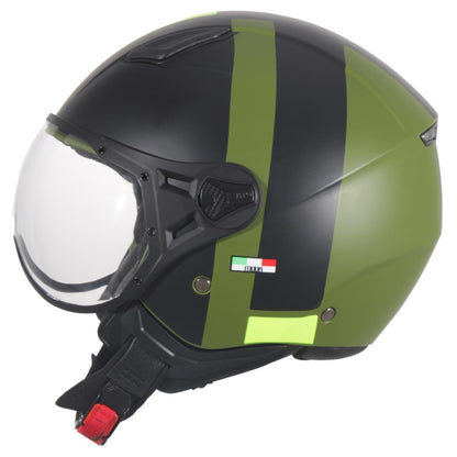 Casco Jet Vito Helmets MODA Verde Nero Giallo Fluo Opaco