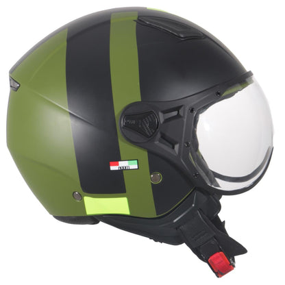 Casco Jet Vito Helmets MODA Verde Nero Giallo Fluo Opaco