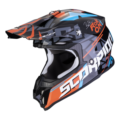 Casco Motocross Scorpion VX-16 EVO AIR Rok Bagoros Nero Arancione Lucido ECE 22-06