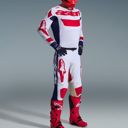 Completo Motocross Alpinestars Racer Riway White Blue Red (Magl. M Pant. 32)