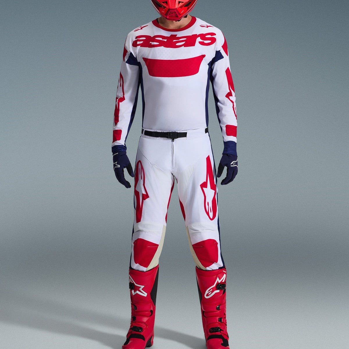 Completo Motocross Alpinestars Racer Riway White Blue Red (Magl. M Pant. 32)