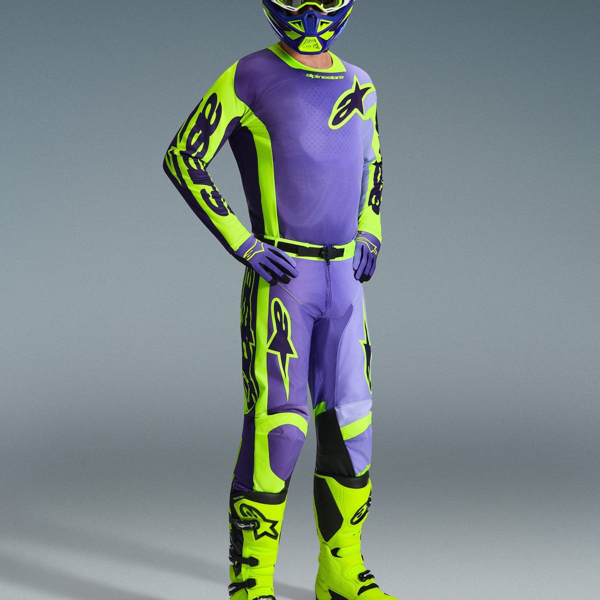 Completo Motocross Alpinestars Racer Portl Purple Yellow Fluo (Magl. M Pant. 32)