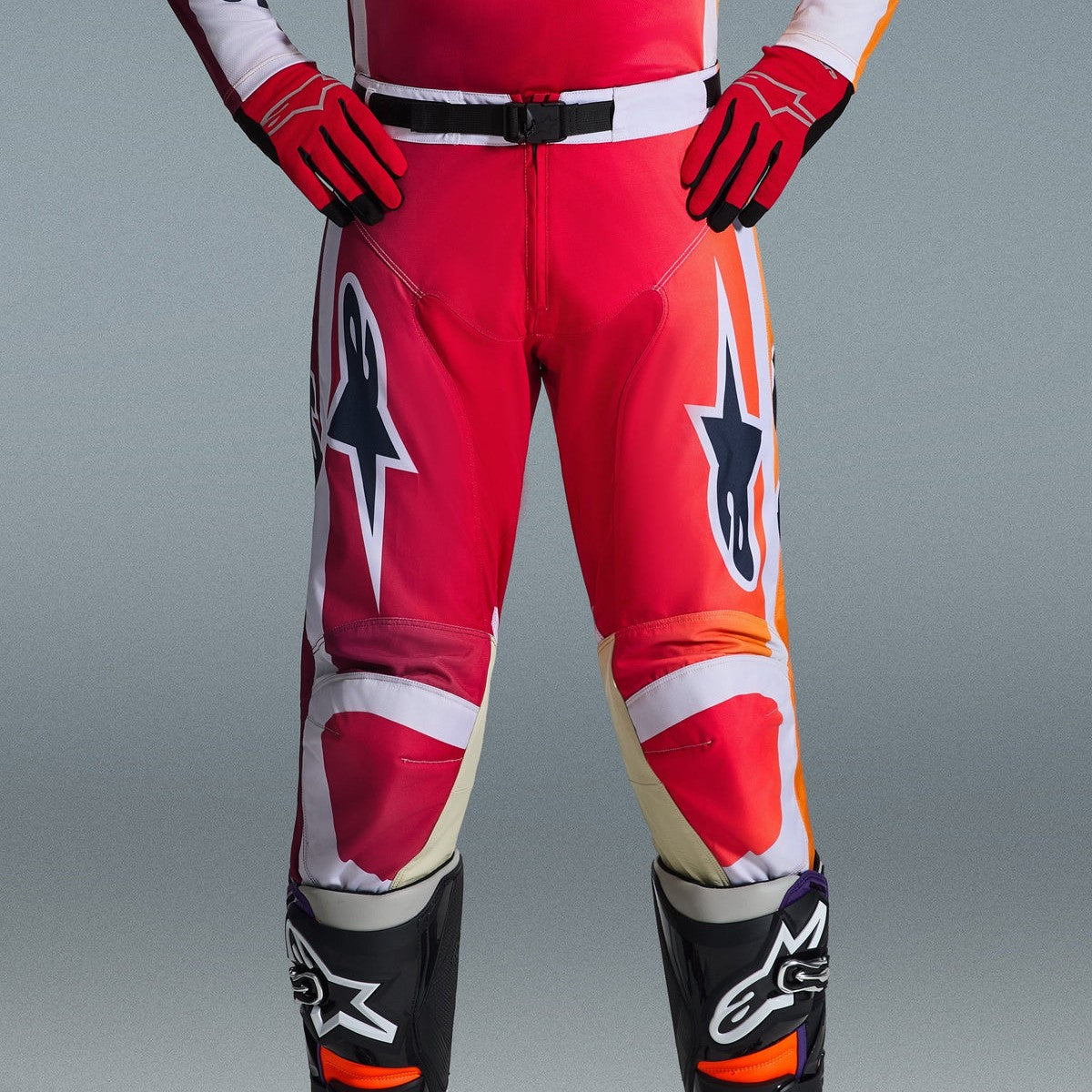 Completo Motocross Alpinestars Racer Portl Red Light Gray Dark Gray (Magl. L Pant. 34)