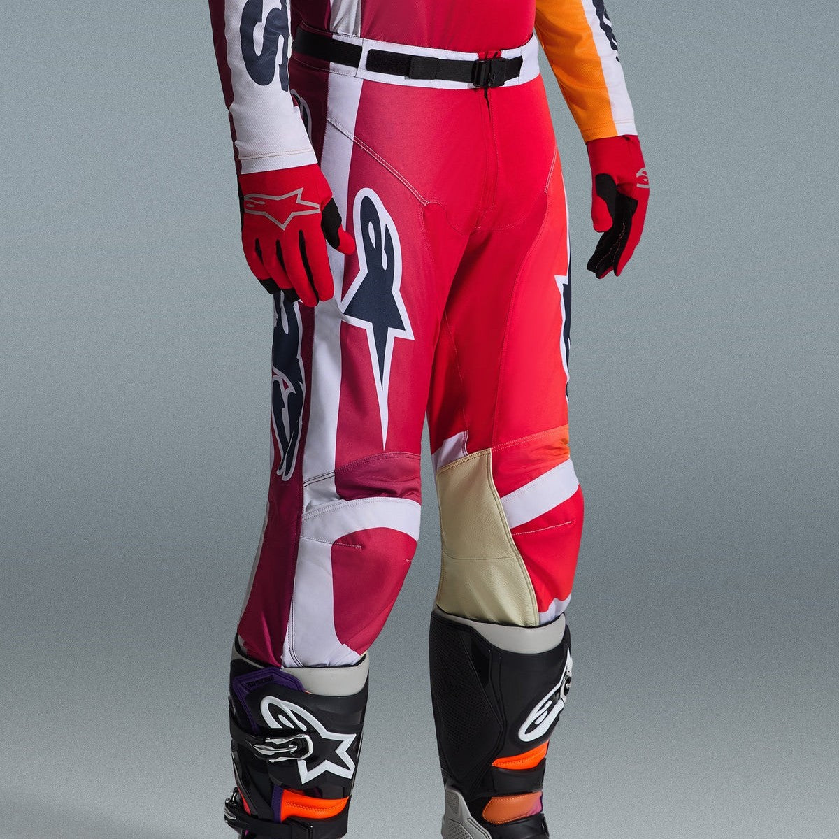 Completo Motocross Alpinestars Racer Portl Red Light Gray Dark Gray (Magl. L Pant. 34)