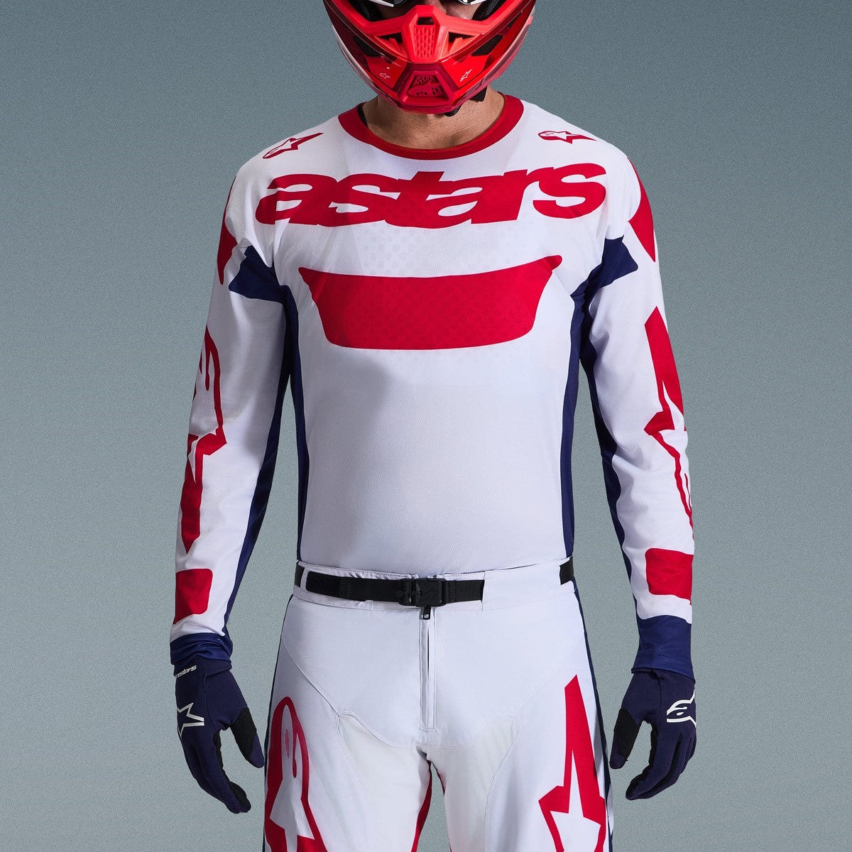 Completo Motocross Alpinestars Racer Riway White Blue Red (Magl. M Pant. 32)