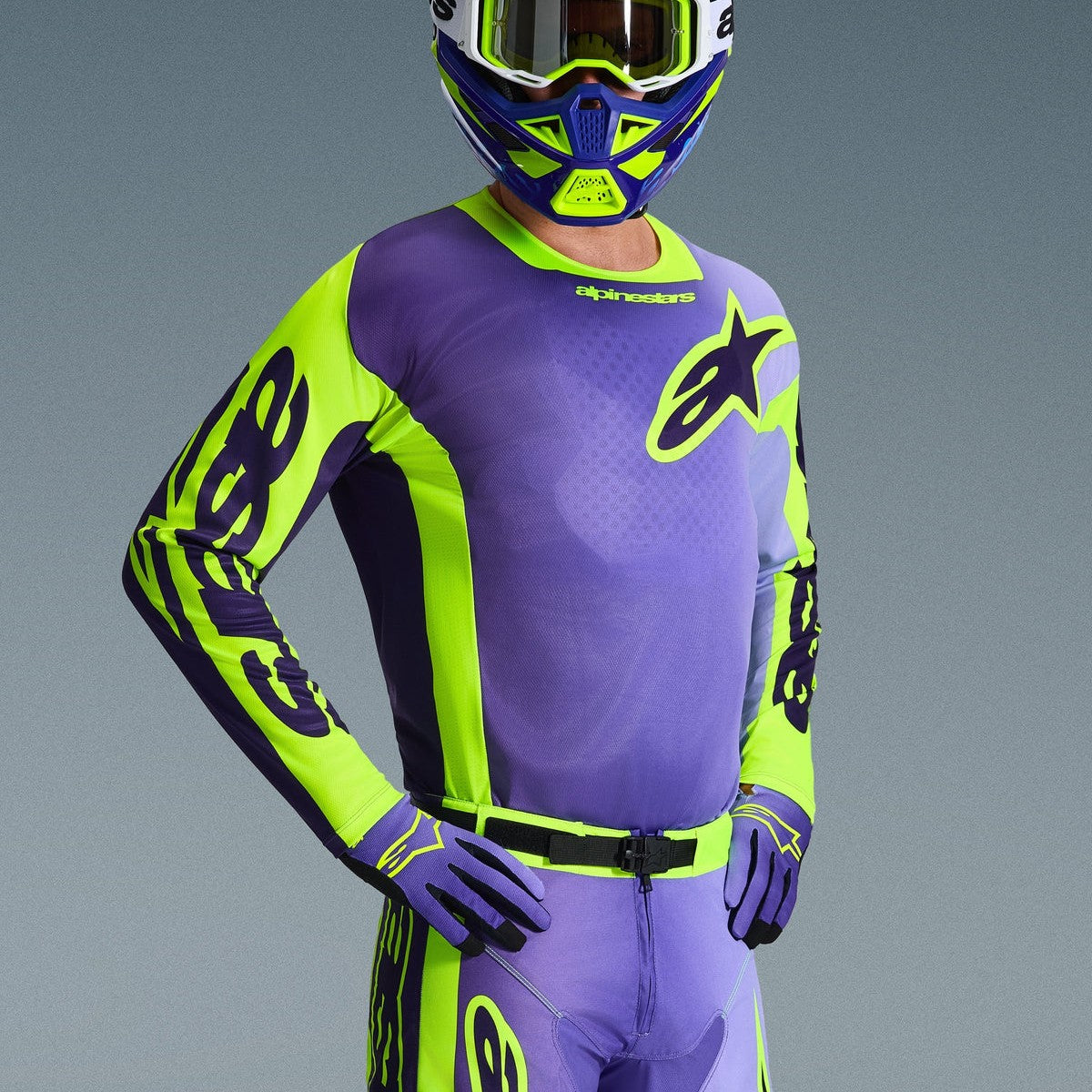 Completo Motocross Alpinestars Racer Portl Purple Yellow Fluo (Magl. M Pant. 32)