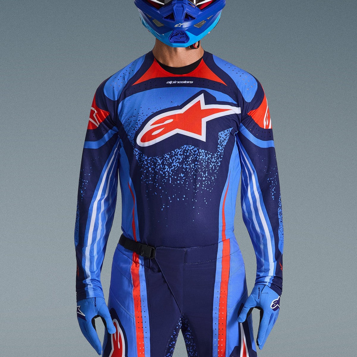 Completo Motocross Alpinestars Techstar Nomur Dark Navy Orange Ucla Blue (Magl. L Pant. 34)