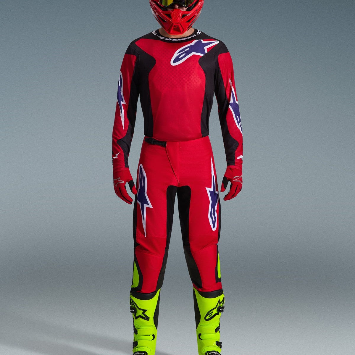 Completo Motocross Alpinestars Fluid Grid 2026 Red Black Purple (Magl. L Pant. 34)