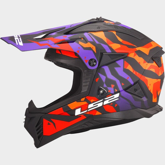 Casco Motocross LS2 MX708 FAST II GROTESK Matt Purple Orange