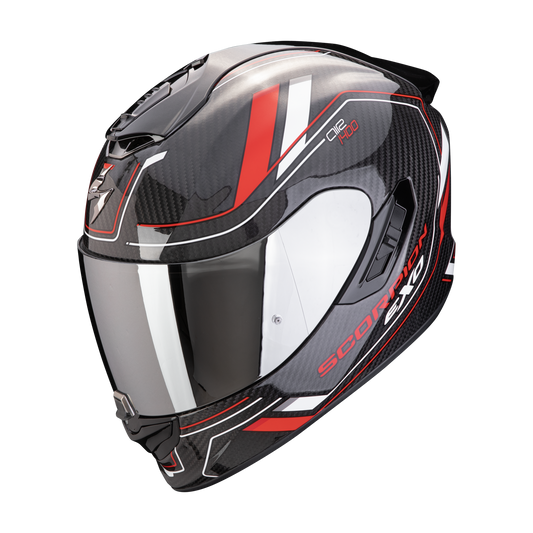 Casco Integrale Scorpion EXO-1400 EVO (II) CARBON AIR MIRAGE Nero Rosso Bianco Lucido