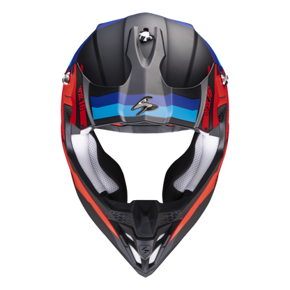 Casco Motocross Scorpion VX-16 EVO AIR Spectrum Nero Rosso e Blu Opaco ECE 22-06