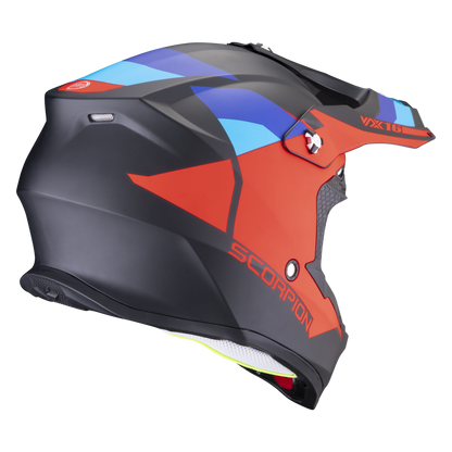 Casco Motocross Scorpion VX-16 EVO AIR Spectrum Nero Rosso e Blu Opaco ECE 22-06