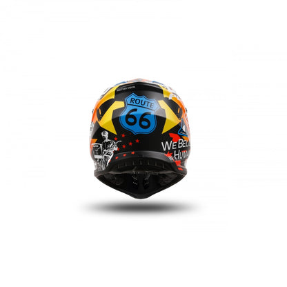 Casco Motocross Bimbo Ufo Plast Korey Gasolina Nero Giallo Blu