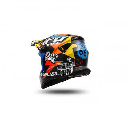 Casco Motocross Bimbo Ufo Plast Korey Gasolina Nero Giallo Blu