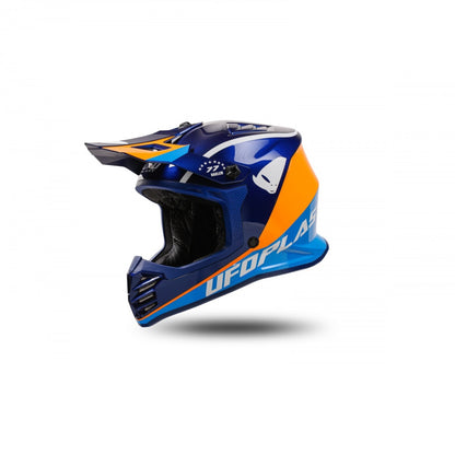 Casco Motocross Bimbo Ufo Plast Korey Harlem Blu Arancione