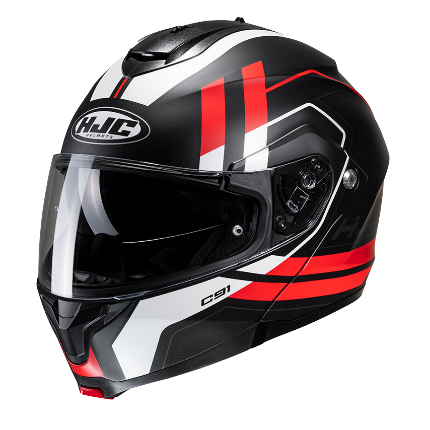 Casco Modulare HJC C91 OCTO MC1SF Nero Rosso Bianco Opaco