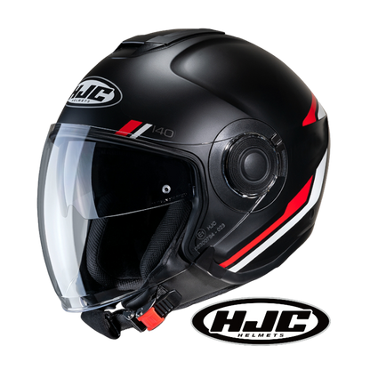 Casco Jet i40 Paddy MC1SF Nero / Rosso / Bianco Opaco