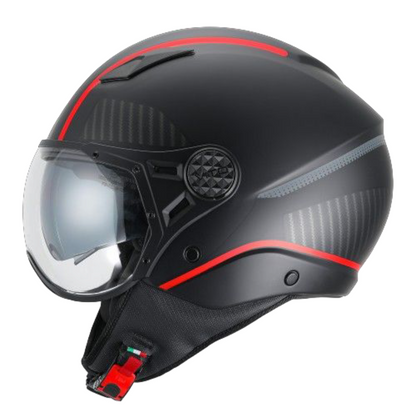 Casco Jet Vito Helmets Doppia Visiera Lavori Black Red