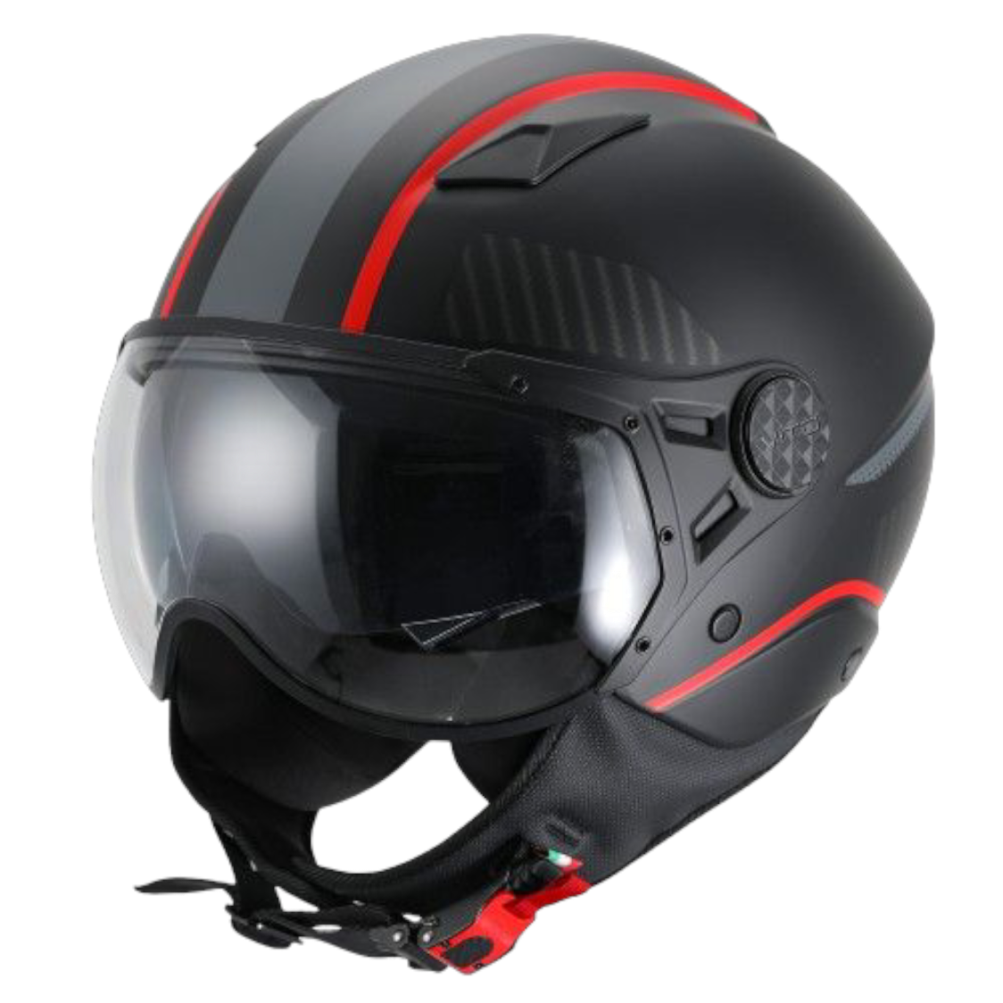 Casco Jet Vito Helmets Doppia Visiera Lavori Black Red