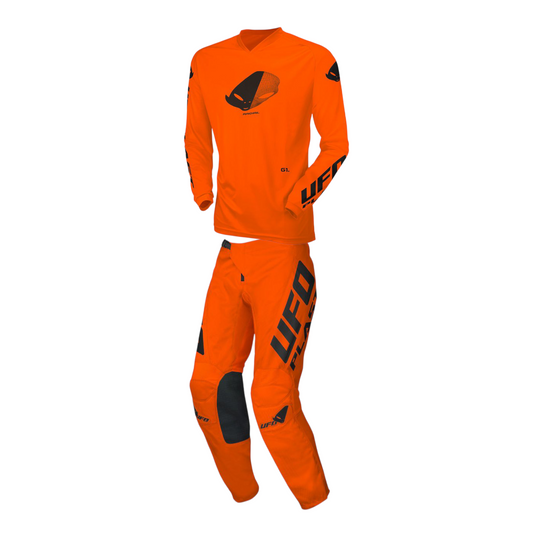 Completo Motocross Bimbo UFO PLAST RADIAL Arancione Fluo (Magl. XXS Pant. 34)