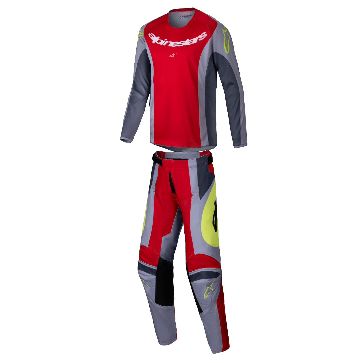 Completo Motocross Bimbo Alpinestars Youth Racer Melt Rosso brillante Grigio (Magl. XL Pant. 28)