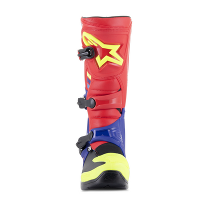 Stivali Alpinestars Tech 3 Rosso Brillante Blu Scuro Giallo Fluo