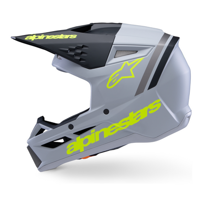 Casco Motocross Bimbo Alpinestars SM3 Radium Grigio Nero Giallo Fluo Opaco