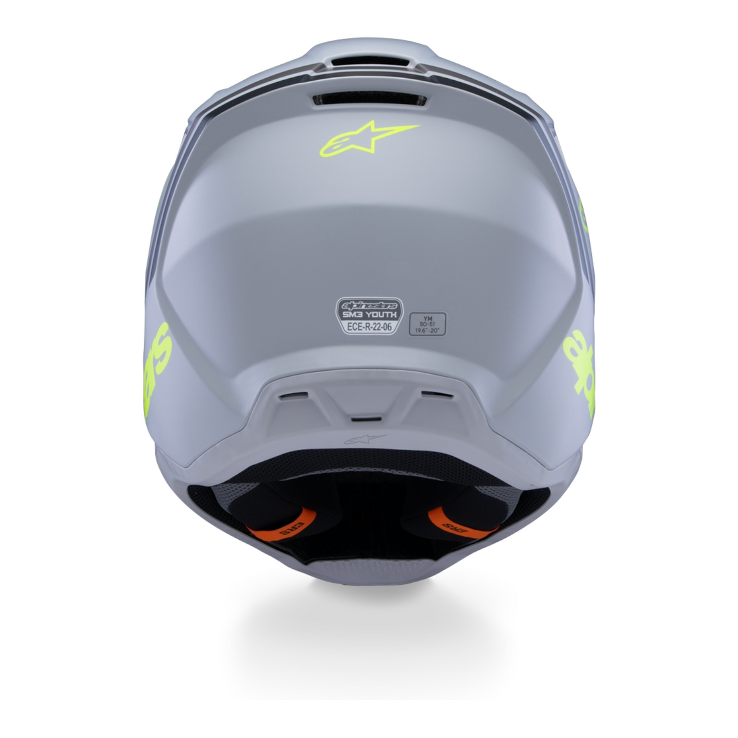 Casco Motocross Bimbo Alpinestars SM3 Radium Grigio Nero Giallo Fluo Opaco