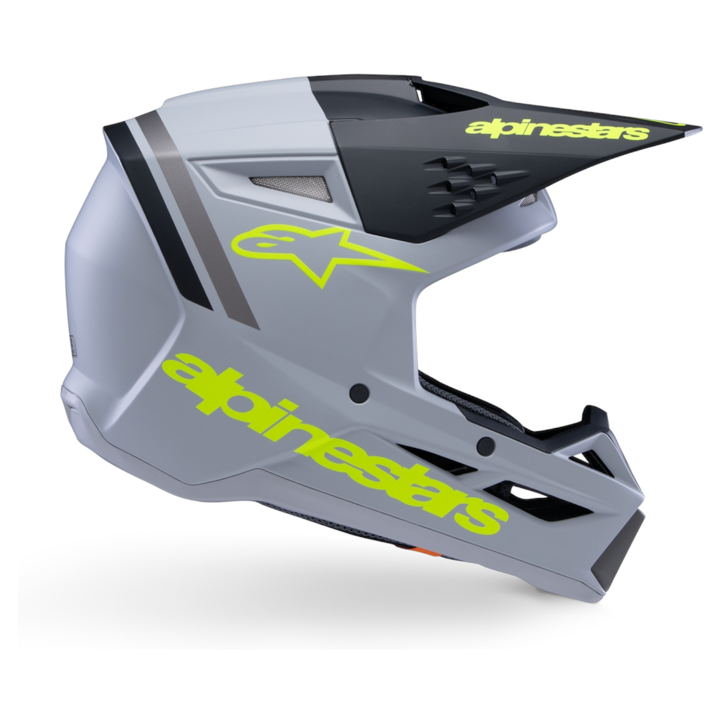 Casco Motocross Bimbo Alpinestars SM3 Radium Grigio Nero Giallo Fluo Opaco