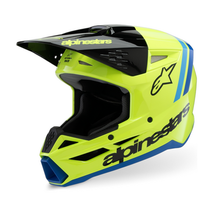 Casco Motocross Bimbo Alpinestars SM3 Radium Giallo Fluo Nero Blu