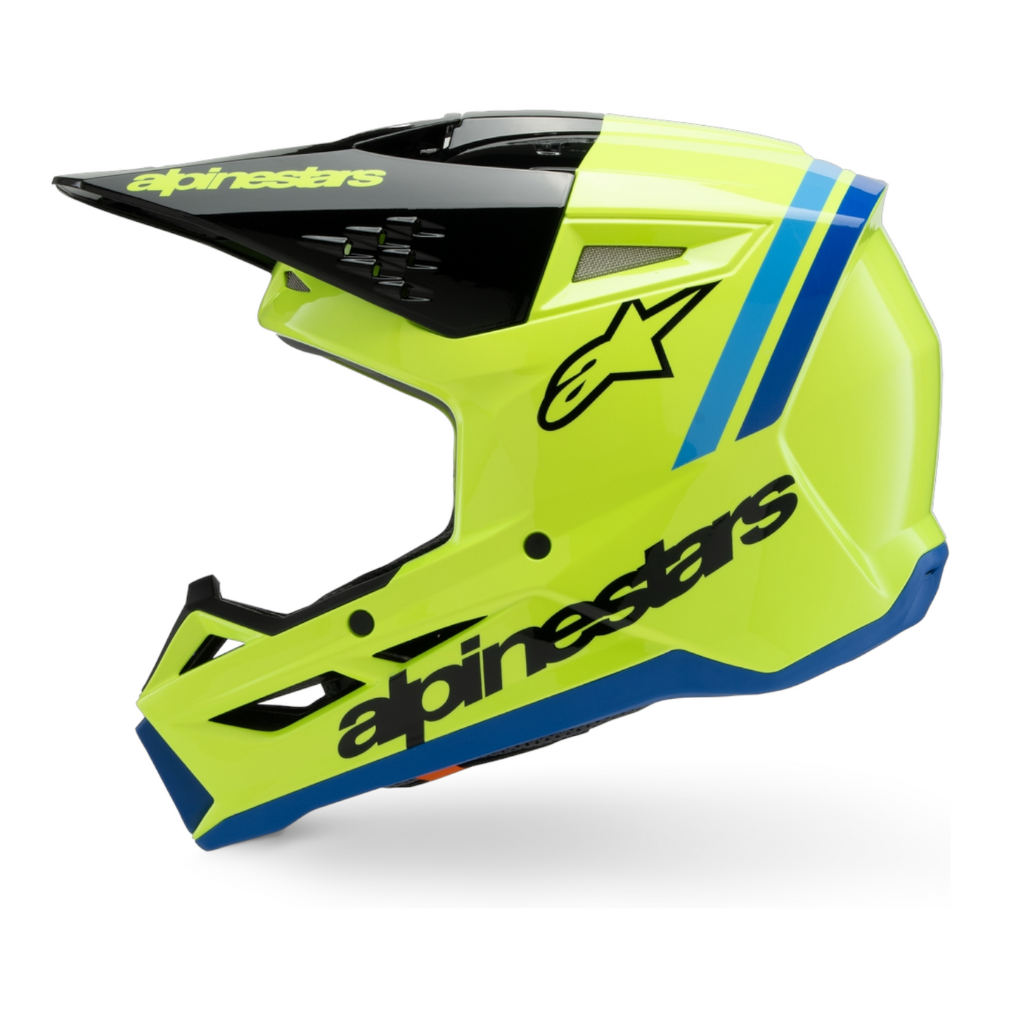 Casco Motocross Bimbo Alpinestars SM3 Radium Giallo Fluo Nero Blu