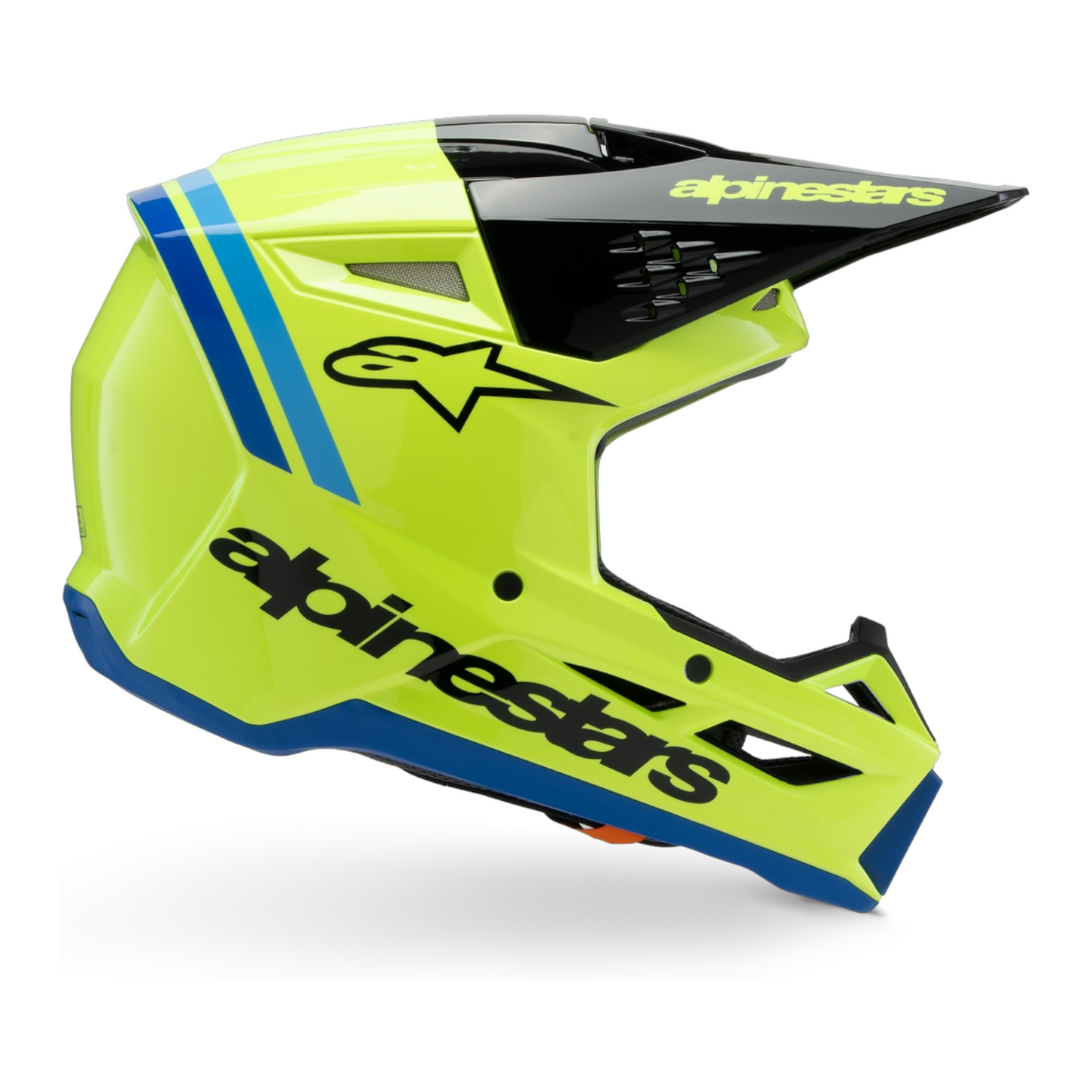 Casco Motocross Bimbo Alpinestars SM3 Radium Giallo Fluo Nero Blu