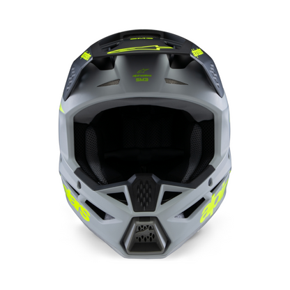 Casco Motocross Bimbo Alpinestars SM3 Radium Grigio Nero Giallo Fluo Opaco
