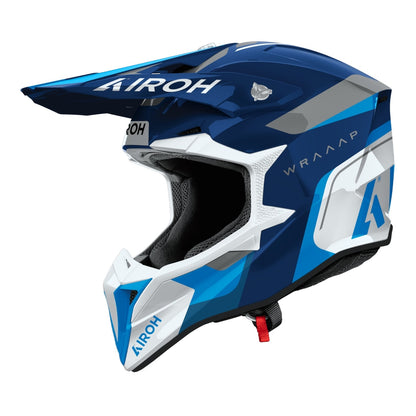 Casco Motocross Airoh Wraaap Conquer Blue Gloss