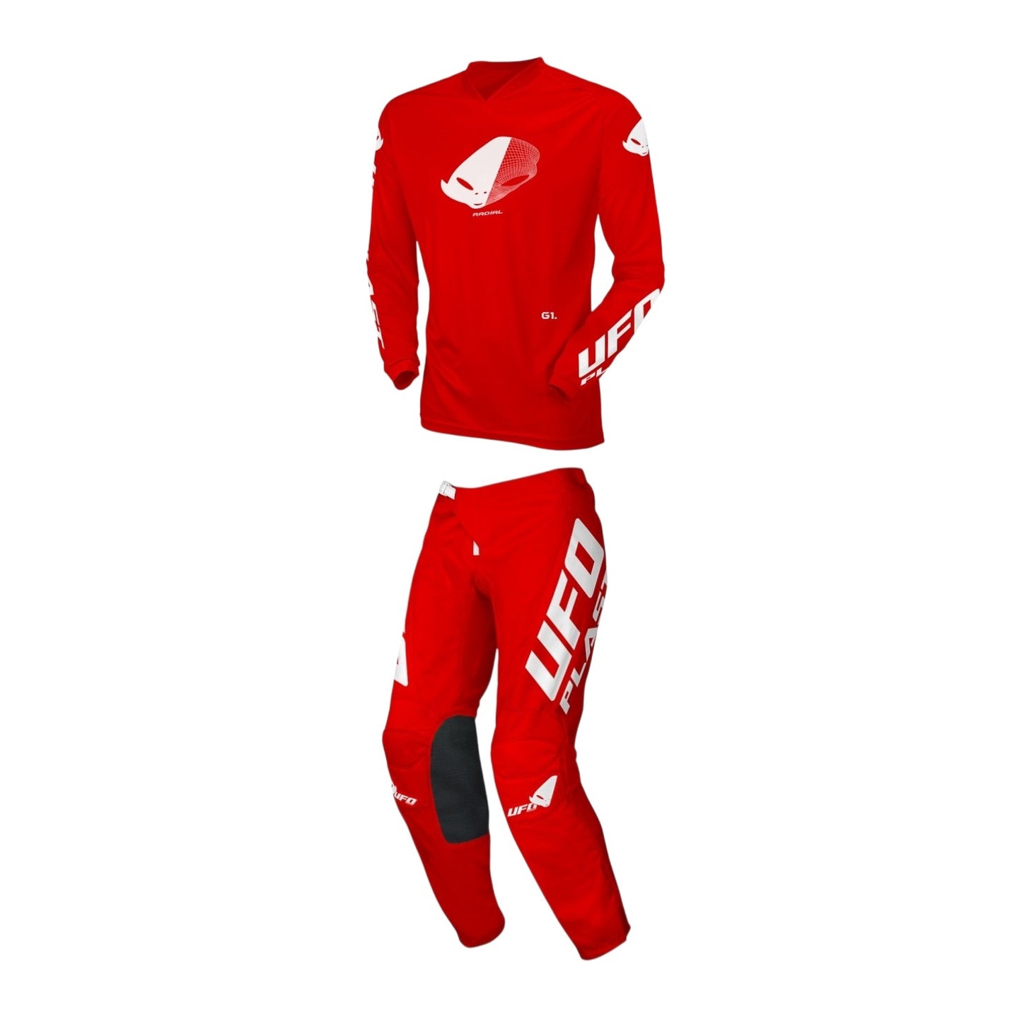 Completo Motocross Bimbo UFO PLAST RADIAL Rosso (Magl. XS Pant. 38)