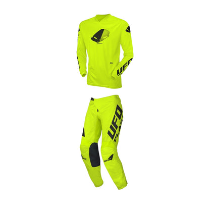 Completo Motocross Bimbo UFO PLAST RADIAL Giallo Fluo (Magl. S Pant. 40)